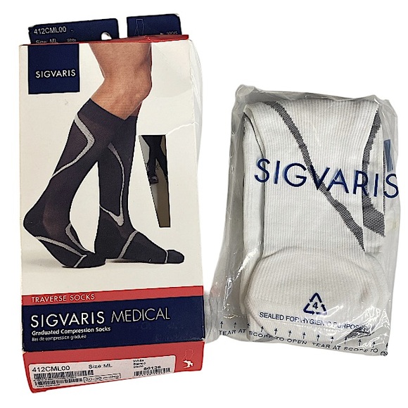 Sigvaris Graduated Compression Socks Size ML 20-30 mmHg White New - Picture 2 of 6